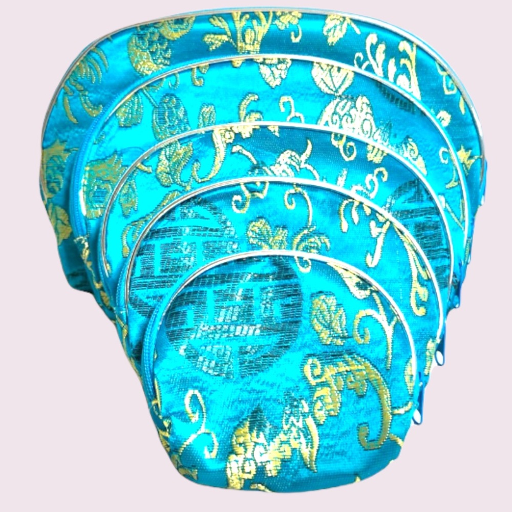 5pc Turquoise Bags in Oriental design